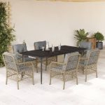 Set mobilier pentru grădină, 7 piese, cu perne, bej, poliratan GartenMobel Dekor