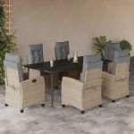 Set mobilier pentru grădină, 7 piese, cu perne, bej, poliratan GartenMobel Dekor