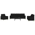 Set de canapele cu perne decorative, 3 piese, negru, textil GartenMobel Dekor