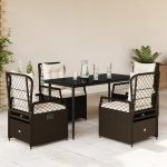 Set mobilier de grădină, 5 piese, cu perne, maro, poliratan GartenMobel Dekor
