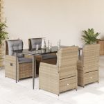 Set mobilier de grădină cu perne, 5 piese, bej, poliratan GartenMobel Dekor