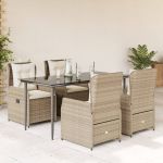 Set mobilier de grădină cu perne, 5 piese, bej, poliratan GartenMobel Dekor