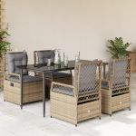Set mobilier de grădină cu perne, 5 piese, bej, poliratan GartenMobel Dekor