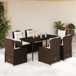 Set mobilier de grădină cu perne, 7 piese, maro, poliratan GartenMobel Dekor