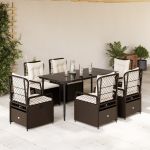 Set mobilier de grădină cu perne, 7 piese, maro, poliratan GartenMobel Dekor