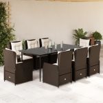 Set mobilier de grădină cu perne, 9 piese, maro, poliratan GartenMobel Dekor