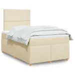 Pat continental cu saltea, crem, 120x190 cm, textil GartenMobel Dekor