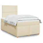 Pat continental cu saltea, crem, 120x190 cm, textil GartenMobel Dekor