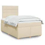 Pat continental cu saltea, crem, 120x190 cm, textil GartenMobel Dekor