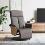 Fotoliu masaj rabatabil cu suport picioare, gri taupe, textil GartenMobel Dekor