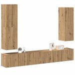 Set dulap TV 4 piese montat pe perete Stejar artizanal GartenMobel Dekor