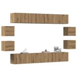 Set dulap TV 8 piese montat pe perete Stejar artizanal GartenMobel Dekor