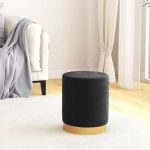 Taburet depozitare rotund, negru, catifea GartenMobel Dekor