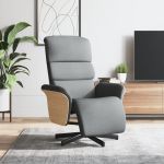 Fotoliu rabatabil cu suport de picioare, gri deschis, textil GartenMobel Dekor
