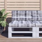 Pernă de paleți, gri carouri, 80x40x12 cm, material textil GartenMobel Dekor