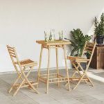 Scaune de bar de exterior cu suport pentru picioare 2buc bambus GartenMobel Dekor