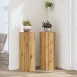 Suporturi de plante, 2 buc., stejar artizanal, 25x25x80cm, lemn GartenMobel Dekor