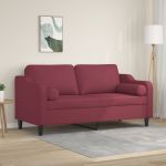 Canapea cu 2 locuri cu pernuțe, roșu vin, 140 cm, textil GartenMobel Dekor