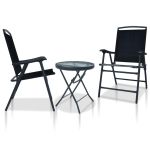 Set mobilier bistro, 3 piese, negru, oțel GartenMobel Dekor
