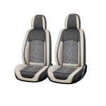 Huse auto premium 5 locuri Carguard Deluxe piele ecologică perforată și textil  - gri deschis - gri inchis Best CarHome