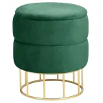 Taburet, rotund, cu spatiu depozitare, catifea, verde, max 80 kg, 37x42 cm, Elza, Akord GartenVIP DiyLine