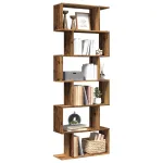 Bibliotecă/separator 6 niveluri lemn vechi 70x24x193 cm lemn GartenMobel Dekor