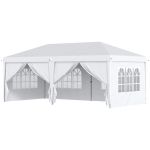 Pavilion pentru gradina/comercial, cadru metalic, material Oxford, 6 pereti, pliabil, alb, 5.85x2.95x2.70 m GartenVIP DiyLine