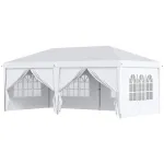 Pavilion pentru gradina/comercial, cadru metalic, material Oxford, 6 pereti, pliabil, alb, 5.85x2.95x2.70 m GartenVIP DiyLine