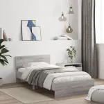 Cadru de pat cu tăblie gri sonoma 100x200 cm lemn prelucrat GartenMobel Dekor