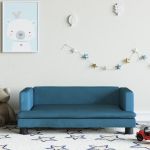 Canapea pentru copii, albastru, 80x45x30 cm, catifea GartenMobel Dekor