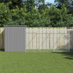 Coteț pui cu incintă gri deschis 165x659x181 cm oțel galvanizat GartenMobel Dekor