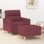 Fotoliu canapea cu taburet, roșu vin, 60 cm, material textil GartenMobel Dekor