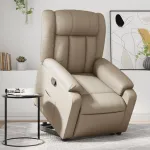 Fotoliu rabatabil cu ridicare, cappuccino, piele ecologică GartenMobel Dekor