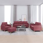 Set canapea cu perne, 4 piese, roșu vin, material textil GartenMobel Dekor