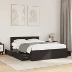 Cadru de pat cu tăblie fără saltea, negru, 140x200 cm GartenMobel Dekor