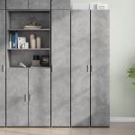 Dulap înalt, gri beton, 30x42,5x185 cm, lemn prelucrat GartenMobel Dekor