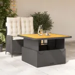 Set mobilier de grădină cu perne, 2 piese, negru, poliratan GartenMobel Dekor