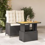 Set mobilier de grădină cu perne, 2 piese, negru, poliratan GartenMobel Dekor