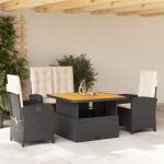 Set mobilier de grădină cu perne, 4 piese, negru, poliratan GartenMobel Dekor