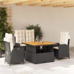 Set mobilier de grădină cu perne, 4 piese, negru, poliratan GartenMobel Dekor