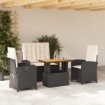 Set mobilier de grădină cu perne, 4 piese, negru, poliratan GartenMobel Dekor