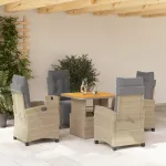 Set mobilier de grădină cu perne, 5 piese, bej, poliratan GartenMobel Dekor