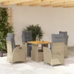 Set mobilier de grădină cu perne, 5 piese, bej, poliratan GartenMobel Dekor