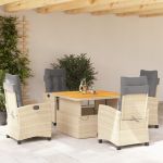 Set mobilier de grădină cu perne, 5 piese, bej, poliratan GartenMobel Dekor