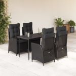 Set mobilier de grădină cu perne, 5 piese, negru, poliratan GartenMobel Dekor