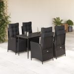Set mobilier de grădină cu perne, 5 piese, negru, poliratan GartenMobel Dekor