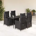 Set mobilier de grădină cu perne, 5 piese, negru, poliratan GartenMobel Dekor