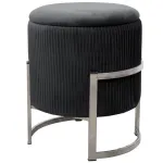 Taburet, rotund, cu spatiu depozitare, catifea, negru, max 80 kg, 40x46 cm, Porto, Akord GartenVIP DiyLine