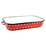 Tavă emailată roșie cu buline și mâner, 37 cm Resigilat Handy KitchenServ