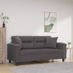 Canapea cu 2 locuri cu pernuțe, gri, 140 cm, piele ecologică GartenMobel Dekor